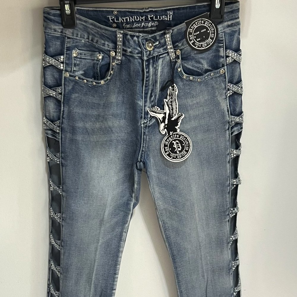 Platinum Plush Open X Leg Rhinestone